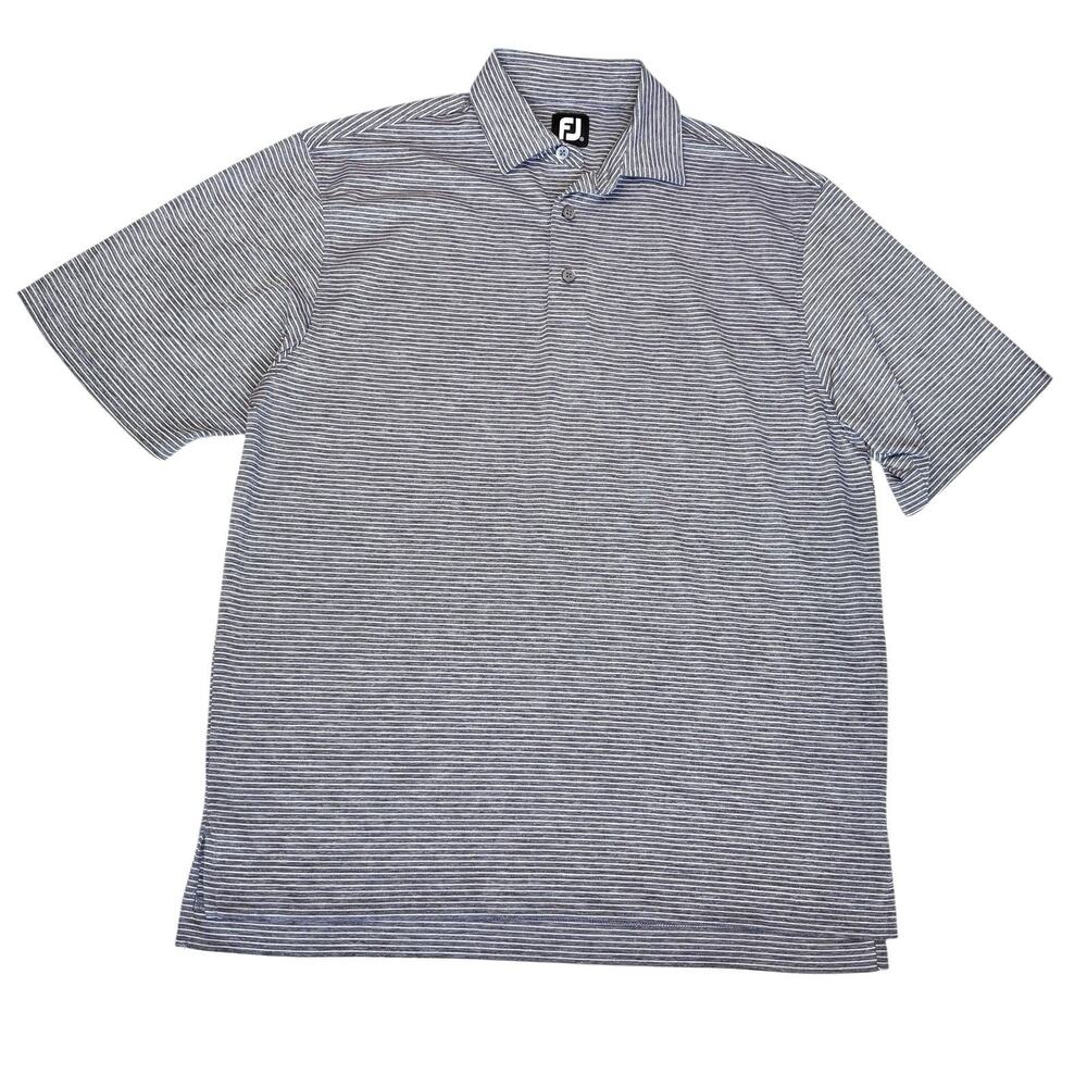 FJ FootJoy Golf Polo Shirt Men’s Medium Heather Gray & White Performance Stretch - Picture 4 of 11